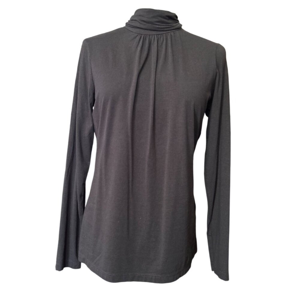 Lands End Black Turtleneck Top M 10-12 Long Sleeve Stretchy Lightweight